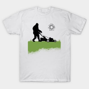 Bigfoot, the Lawn Mowing Sasquatch: Taming and Cutting Grass T-Shirt